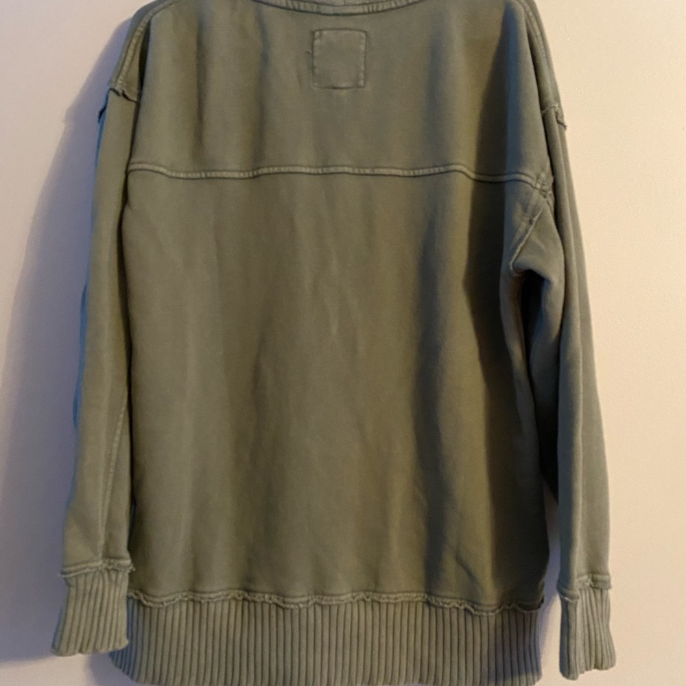 Aerie Fleece Button-Up Cardigan in Olive Fun - Picture 4 of 7